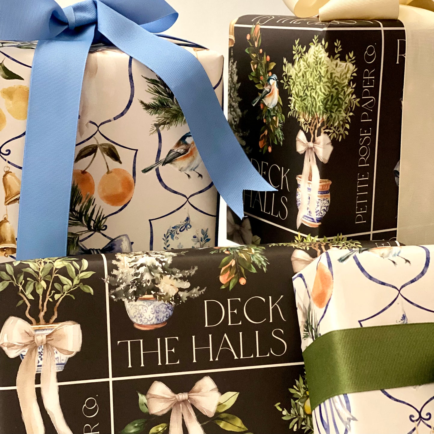 Chinoiserie Holiday Reversible Gift Wrap
