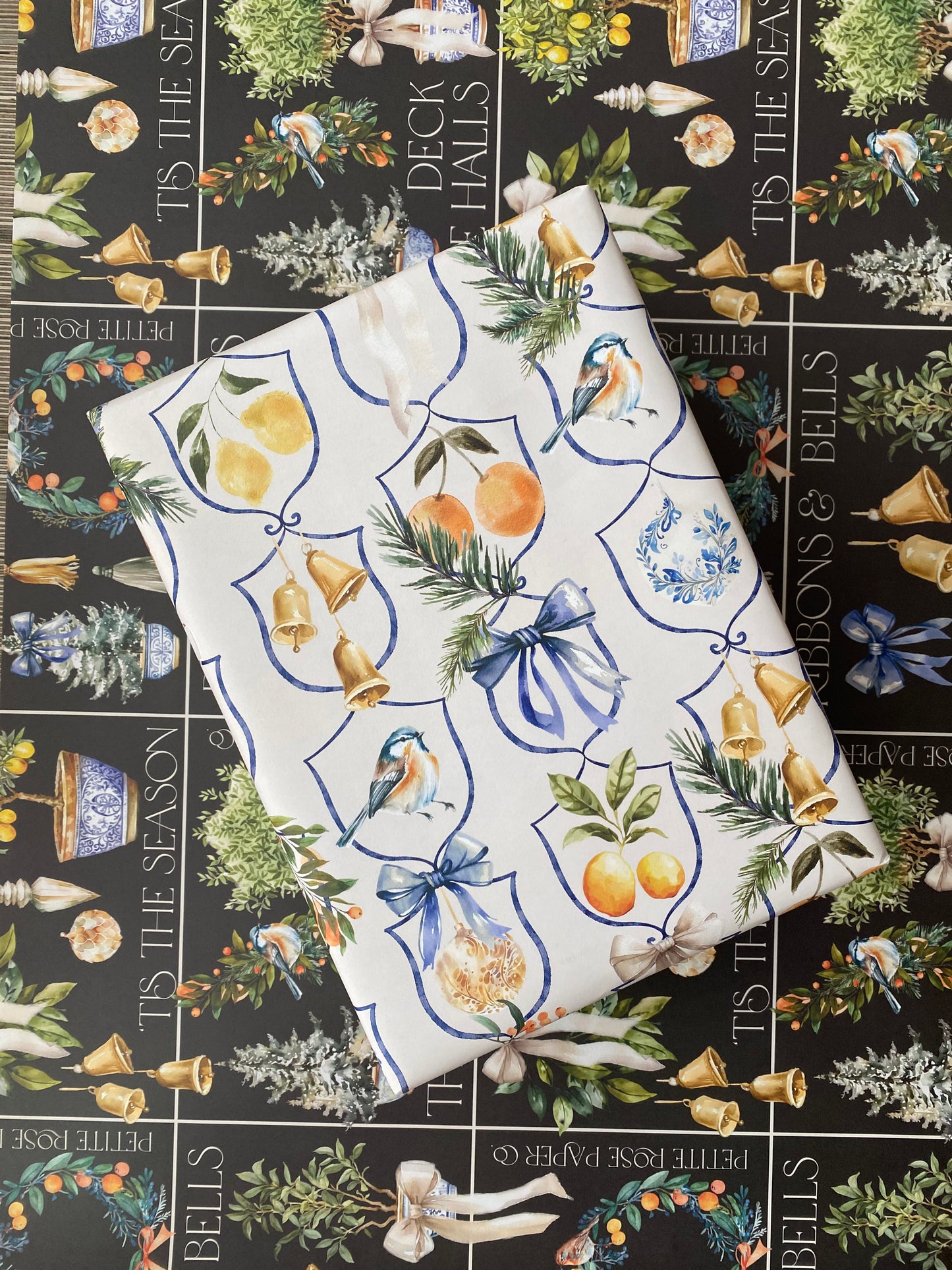 Chinoiserie Holiday Reversible Gift Wrap