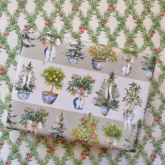 Botanical Holiday Reversible Gift Wrap