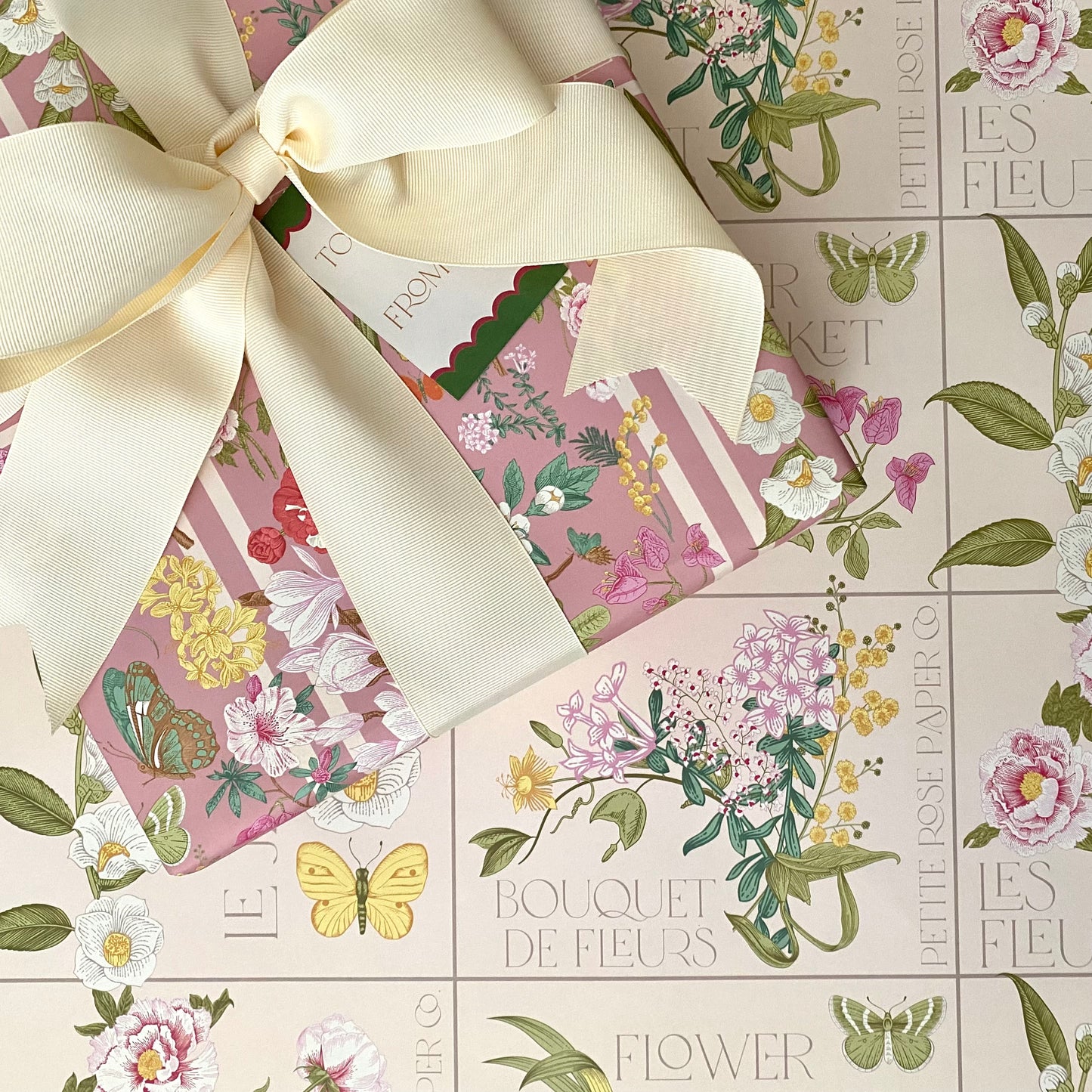 Secret Garden Blush/Cream Reversible Gift Wrap