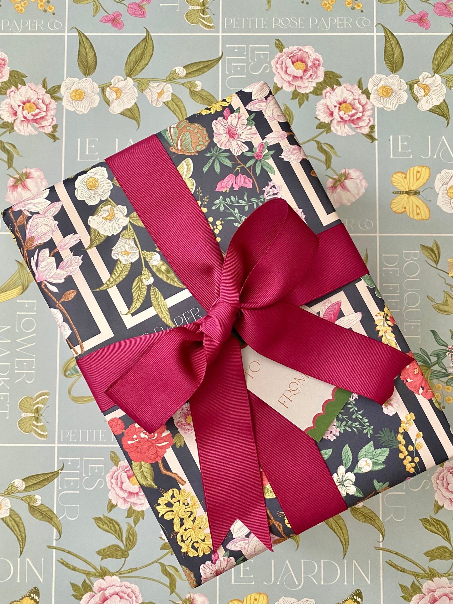 Secret Garden Navy/Blue Reversible Gift Wrap Case Pack