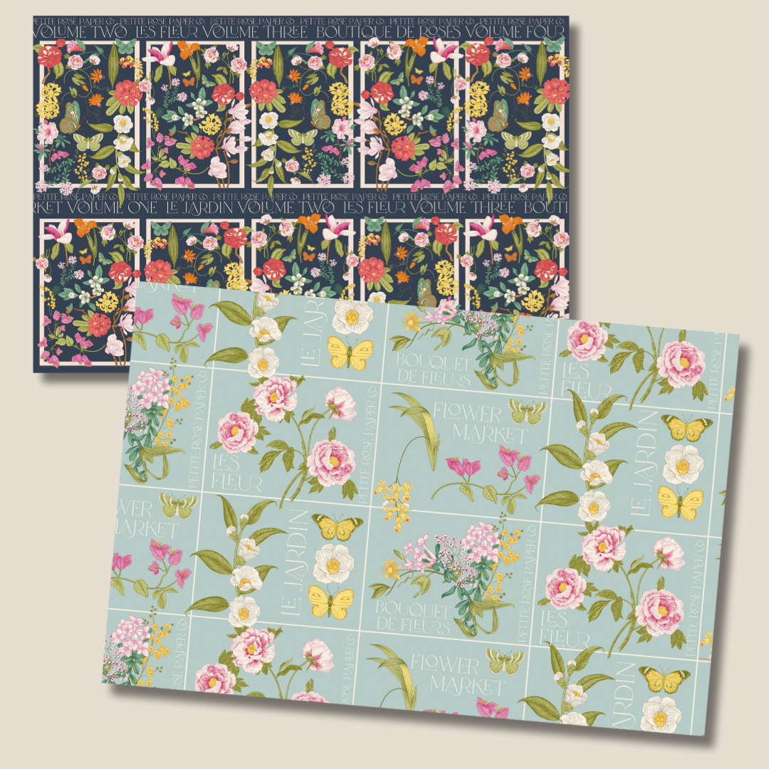 Secret Garden Blue/Navy Reversible Gift Wrap